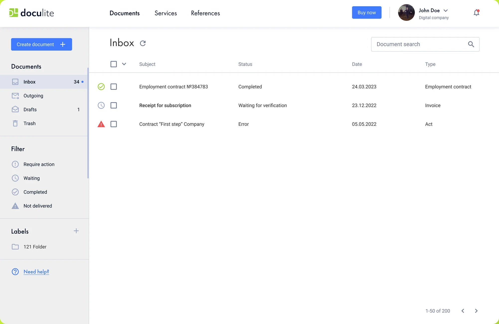 Doculite — documents inbox