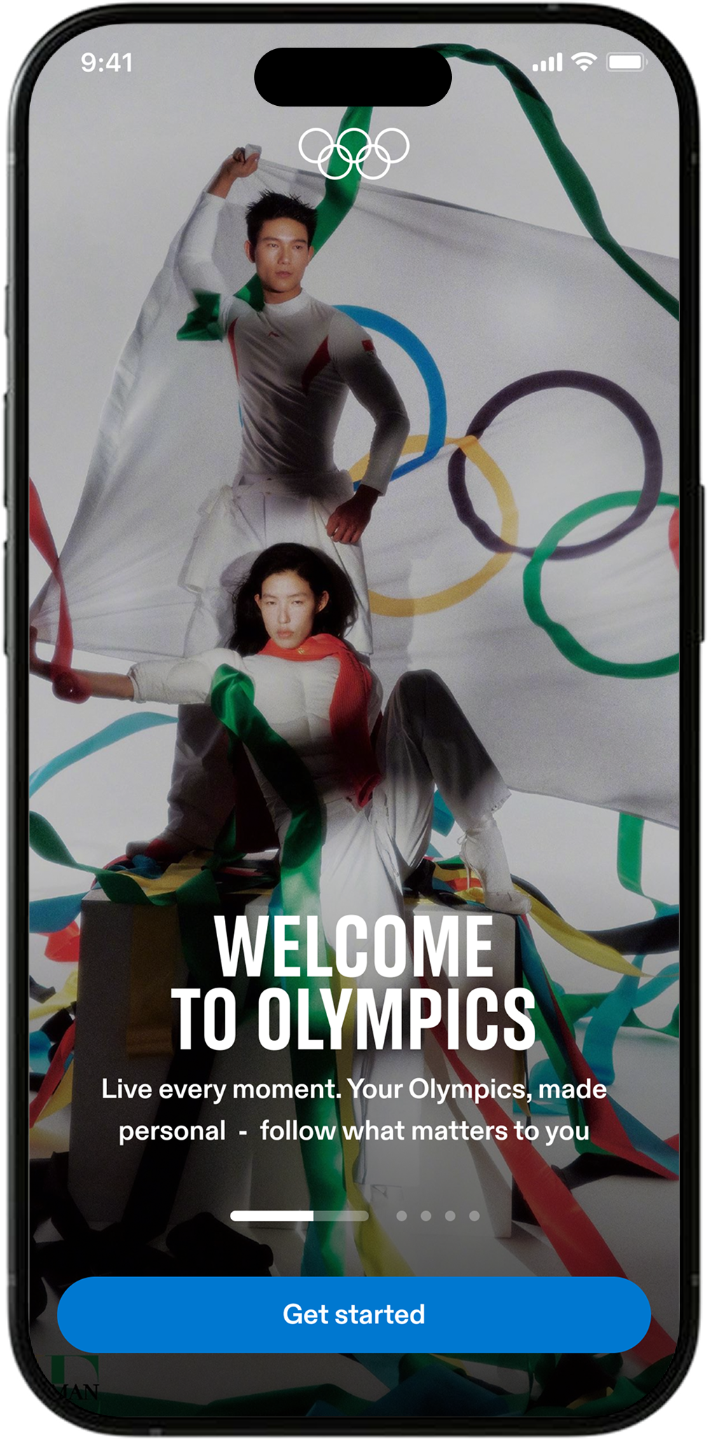 Olympics App onboarding screen