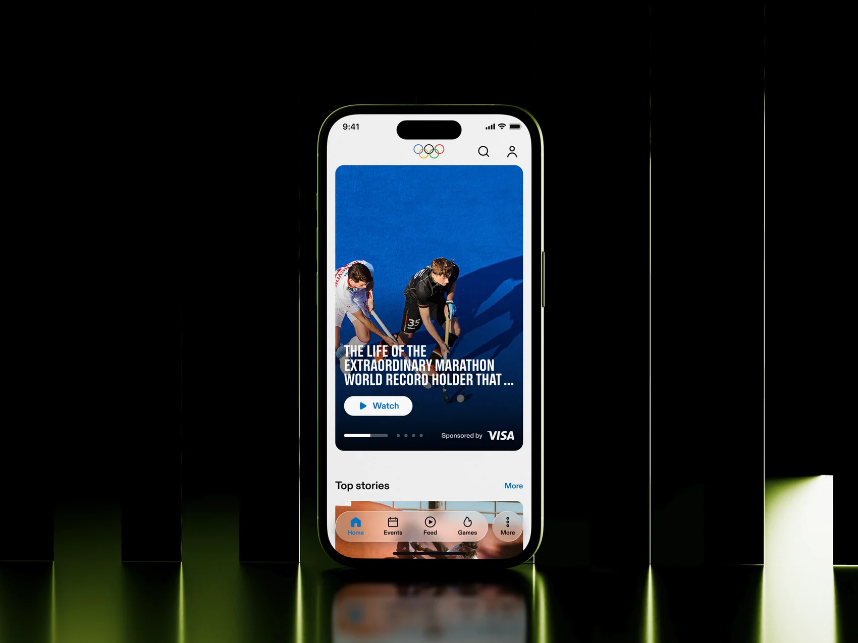 Olympics app home screen