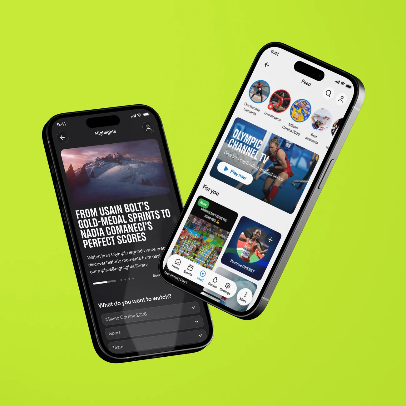 Olympics app highlights and personalised feed